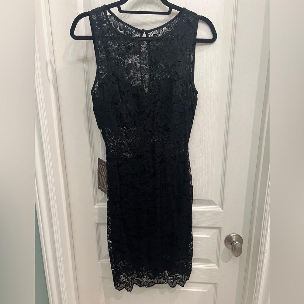 Bebe, lace midi bralette dress, black, Small, never worn with tags